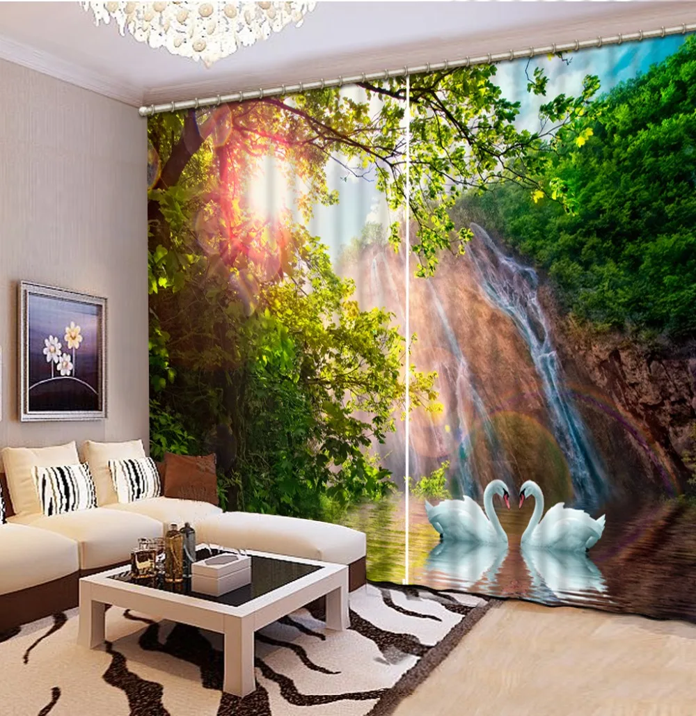 

customize soundproof curtains Beautiful Waterfall scenery photo curtains Living room bedroom door curtain 3d