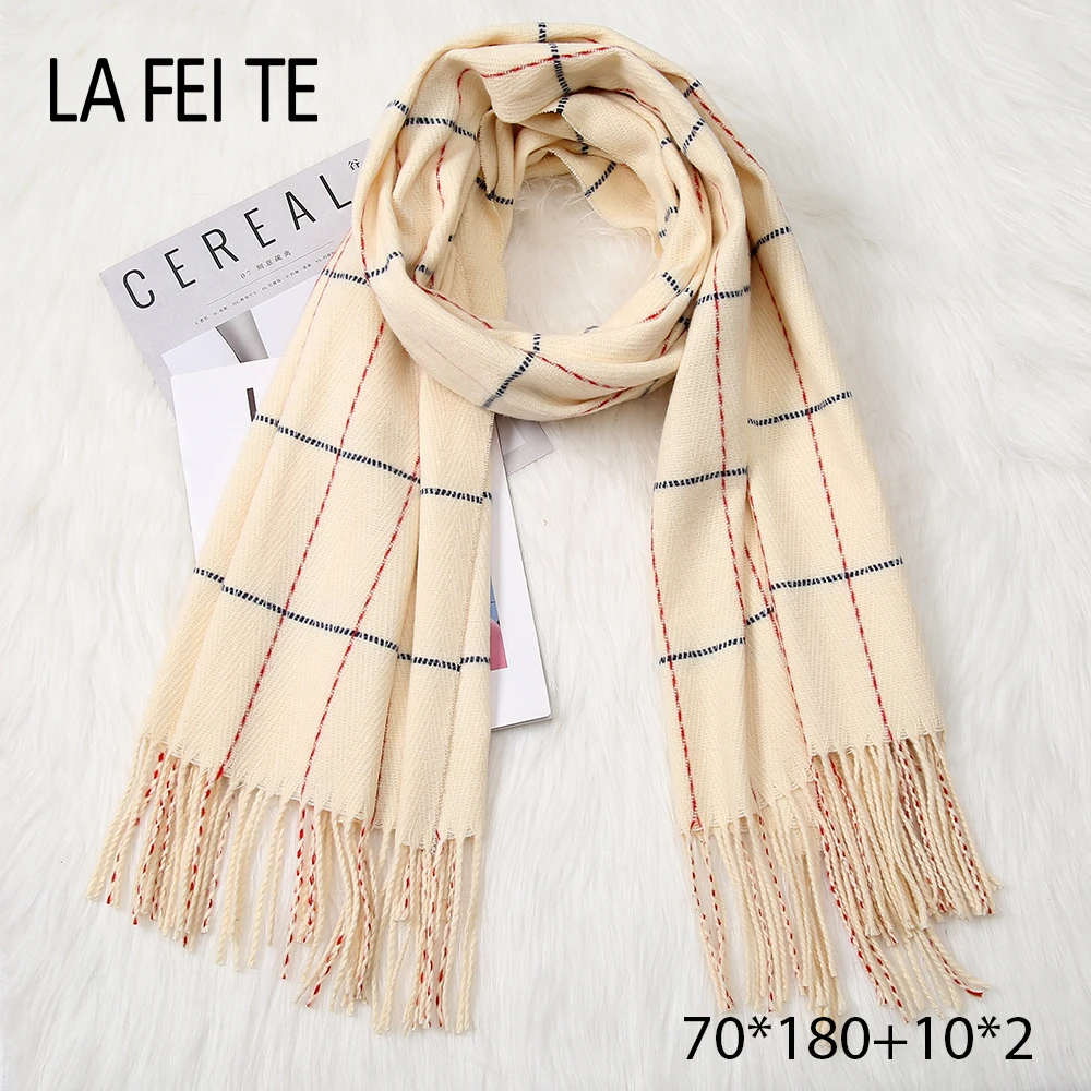 

Winter Long Scarf Women Cashmere Female Wool Plaid Wide Lattice Shawl Wrap Blanket Warm Tippet Women Men Scarves For Ladies