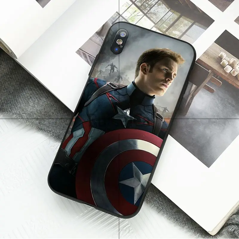 Чехол для телефона Ruicaica Marvel Мстители Капитан Америка мягкий черный чехол Apple iPhone 8