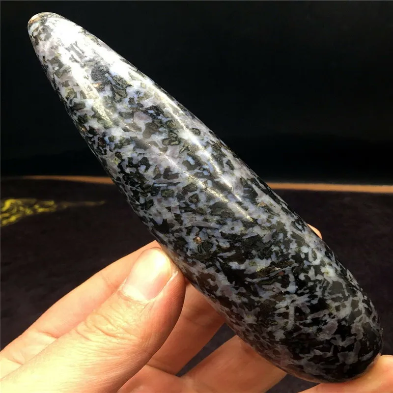 276 г натуральный черный турмалин в белом Feldspar Кристальный массаж stick