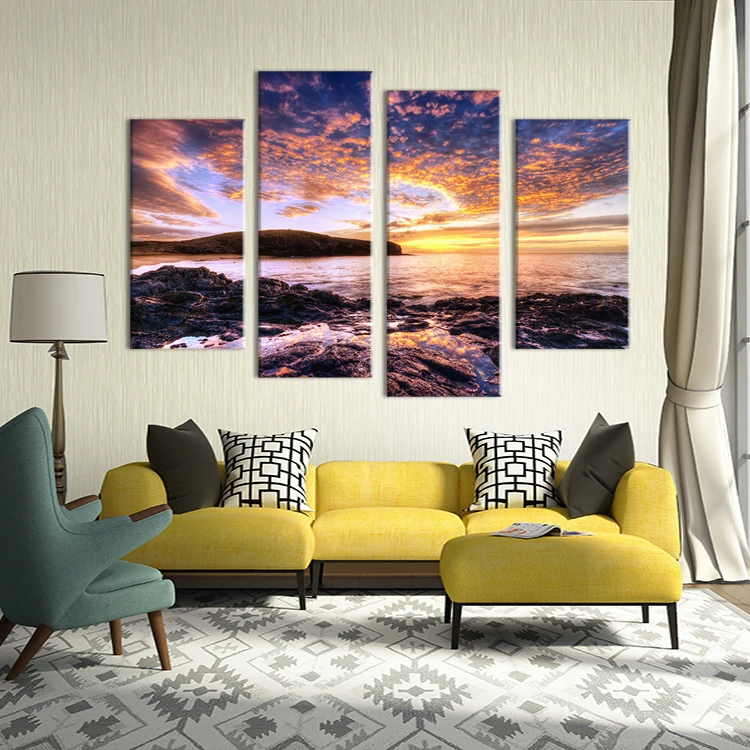 4 шт. красивый закат пейзаж стены картина-принт на холсте для домашнего декора