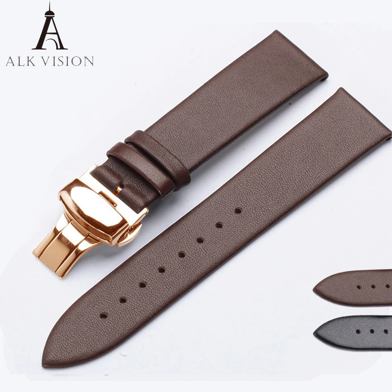 ALK кожаный ремешок для часов браслет бабочка раскладная застежка Пряжка 14 мм 16 18 20