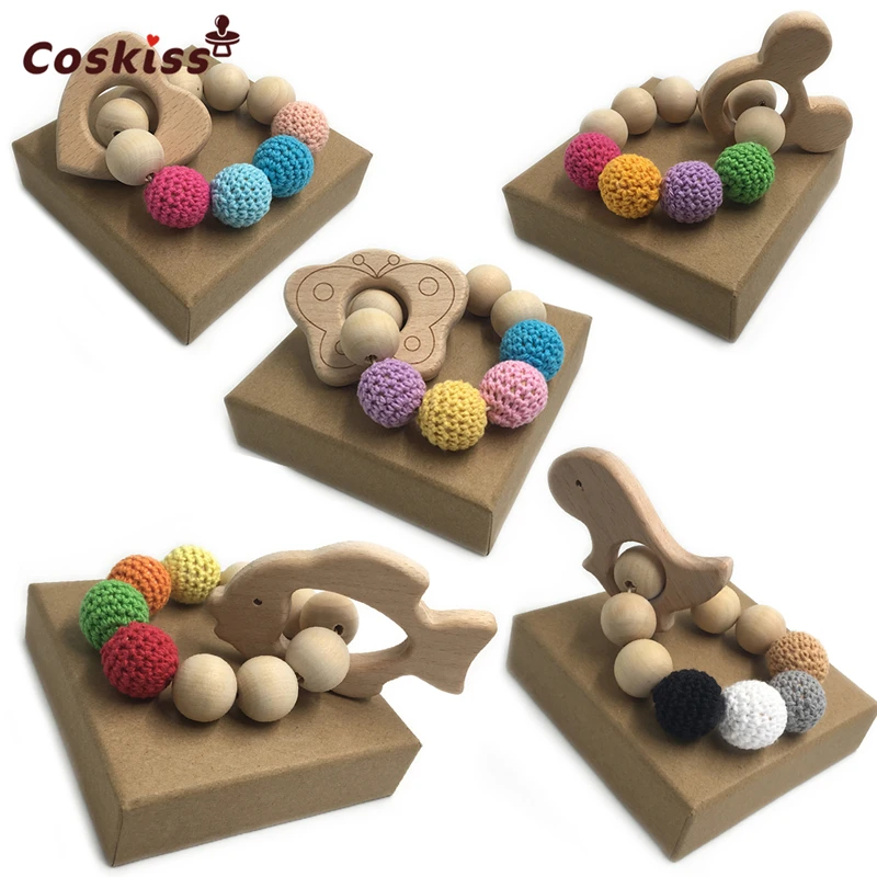 Вязаные крючком бусины прорезыватели кольцо необработанный клен детский