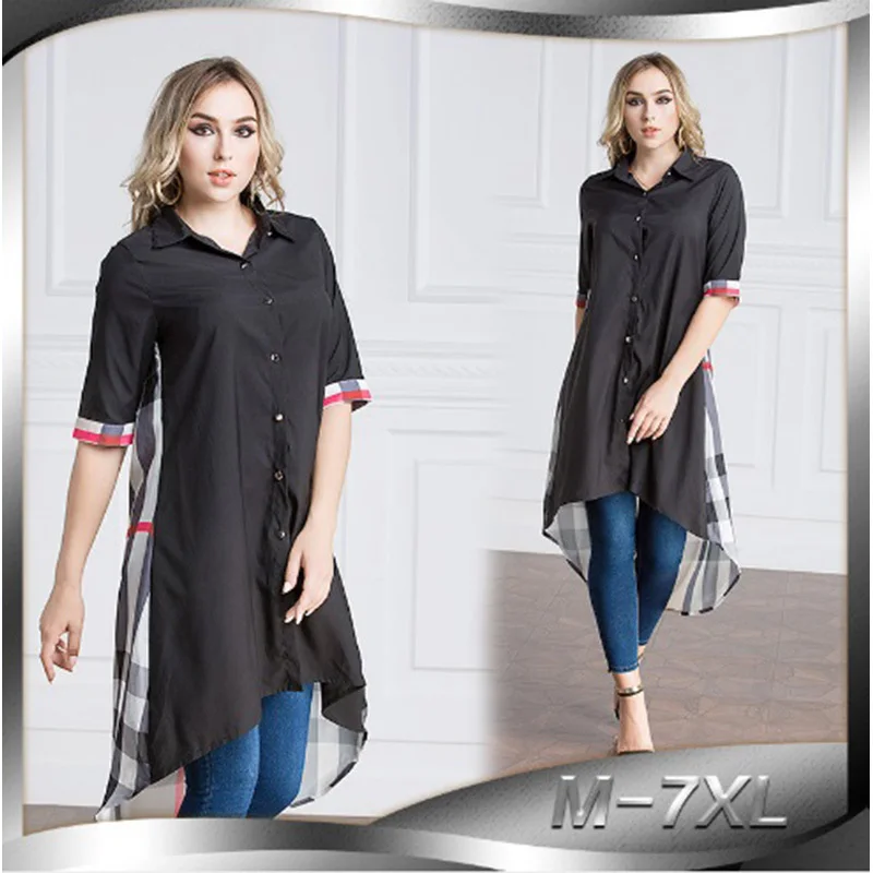 Мусульманская блузка женские топы рубашка с принтом платье в клетку Abaya