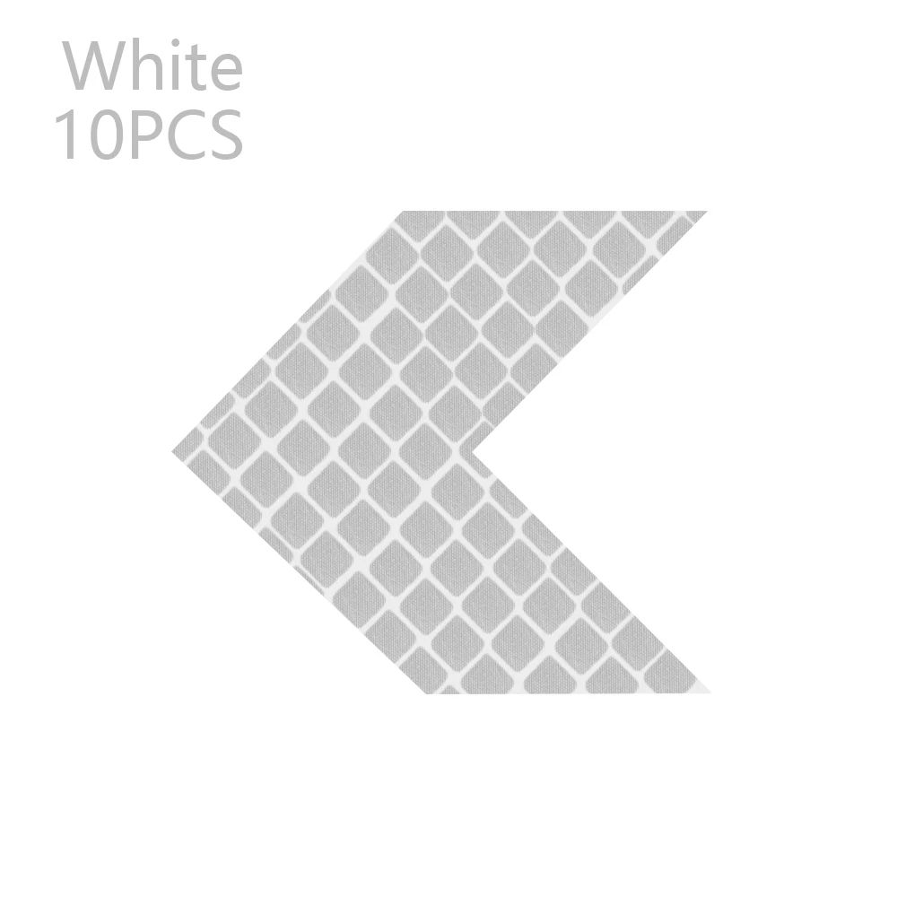 Белый 10 шт., светоотражающая лента со стрелками, безопасная, предупреждаПредупреждение, светоотражающая клейкая лента, наклейка для грузовика, мотоцикла, велосипеда, автомобиля, Стайлинг - Цвет: Белый