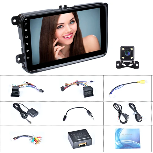 Склад ЕС Podofo " 2din автомобиль Android радио GPS Navi авторадио USB плеер для VW EOS Golf 5 6 Touran Caddy Jetta Tiguan Canbus - Цвет: With 4 LED Camera