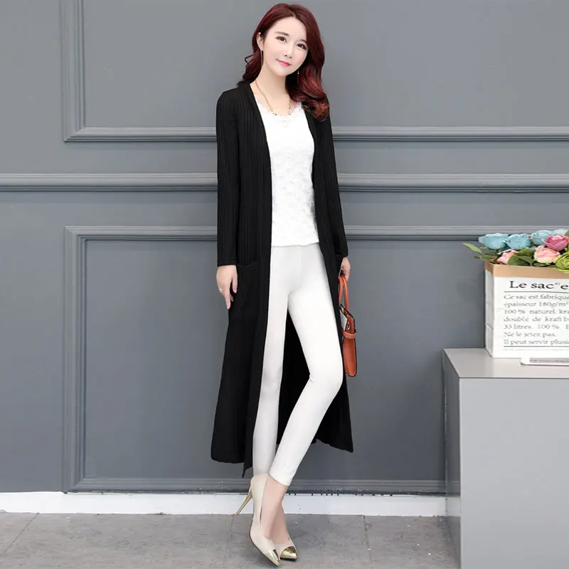 Spring Autumn Female Cardigan 2019 New Korean Version Long Sleeve Sweater Women Over The knee Shawl Red Wine Feminine Coat SS50 |