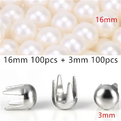 16mmPearl 3mmNail 100 шт, аксессуары для одежды, жемчужная шапка, трубчатые кожаные заклепки, для ремонта рукоделия, перламутровая вязаная кружевная шляпа, аксессуары для волос, заклепки - Цвет: 16mmPearl 3mmNail