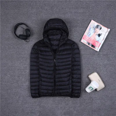 hooded black Осень Зима размера плюс 90% белый утиный пух пальто для мужчин с капюшоном ультра светильник пуховик Мужская ветрозащитная теплая парка S-6XL Мужская s ткань - Цвет: hooded black