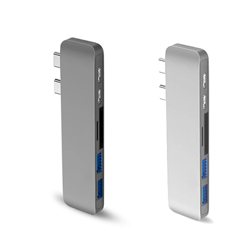 6 в 1 двойной тип C usb-хаб адаптер кард-ридер/Usb 3,0/тип-c зарядный концентратор конвертер для Macbook Pro Mac Pc ноутбук