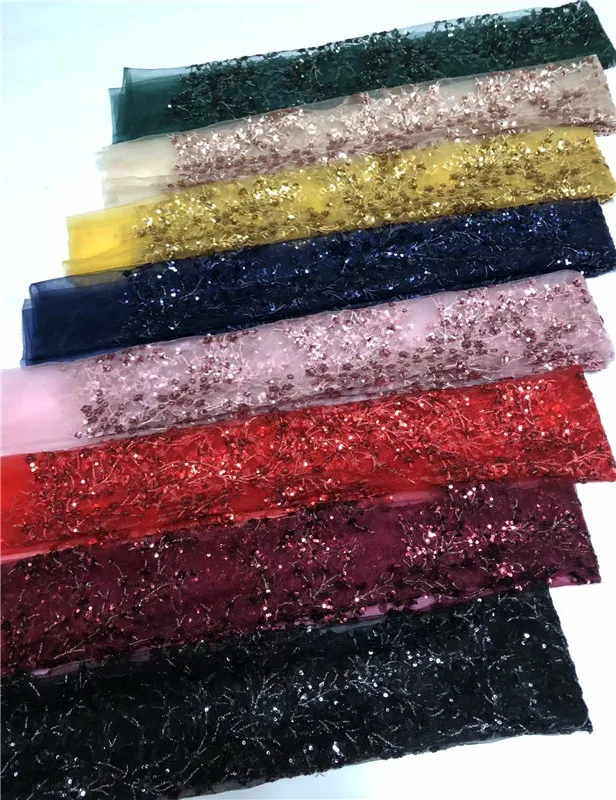 Швейцарская шифоновая ткань расшитая золотыми блестками 2019 высокое качество