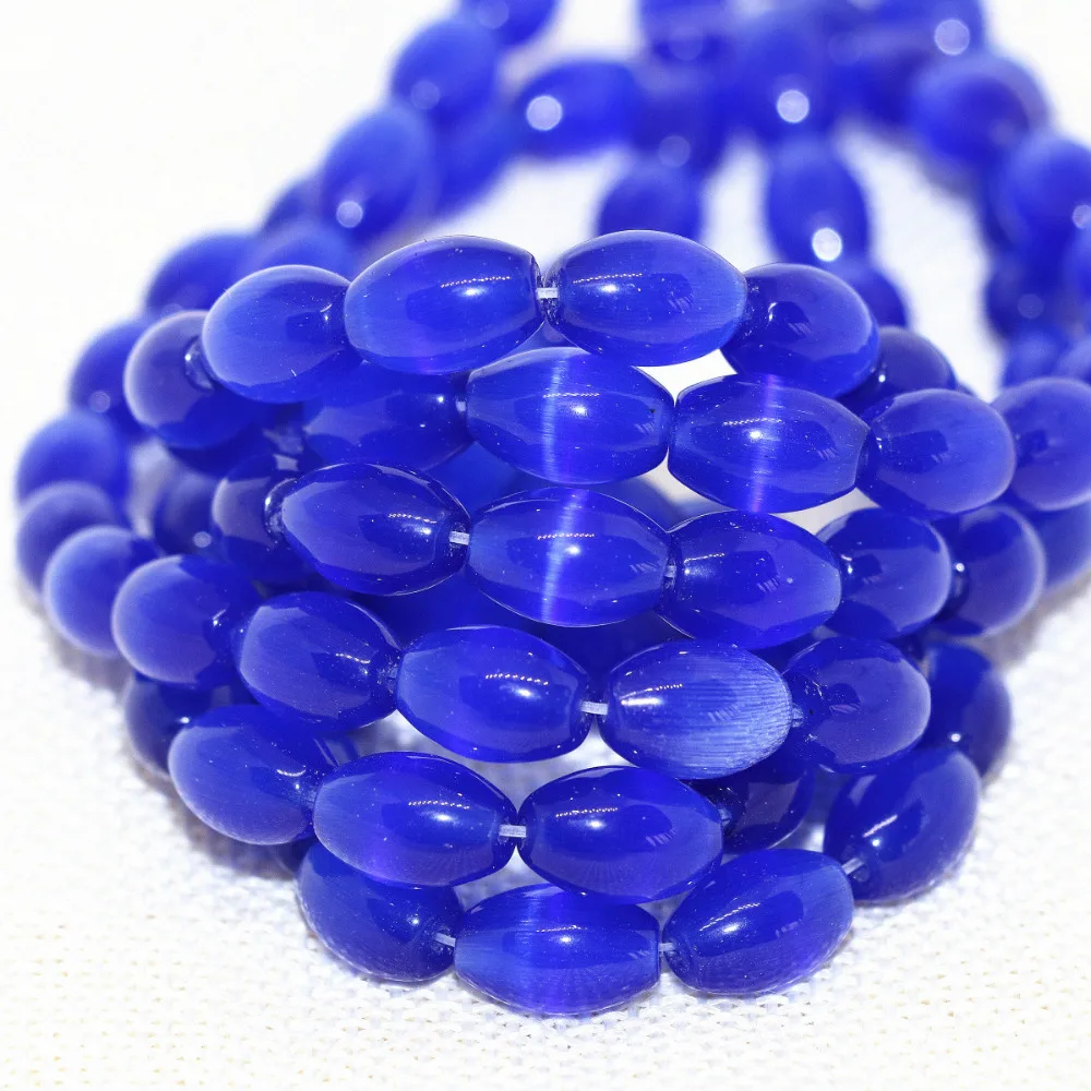 Мода темно синий риса кошачьи глаза опал свободные шарики 8*12 мм горячие продажи