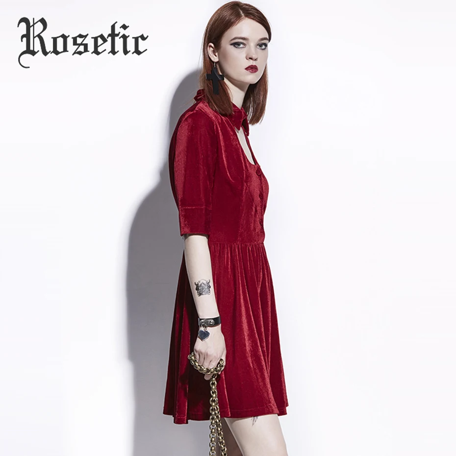 Rosetic сексуальные ажурные Лоскутные женские осенние платья с коротким рукавом и