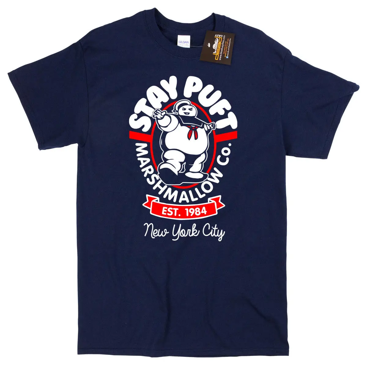 Stay Puft Ghostbusters Inspired T Shirt Marshmallow Man Retro 80's Film Tee Дешевые оптовые футболки 100% хлопок