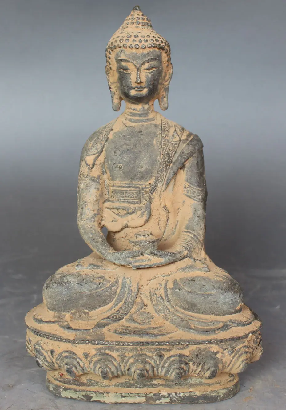 

song voge gem S0004 8" Chinese Folk collection Old Bronze Copper Amitabha Buddha Statue