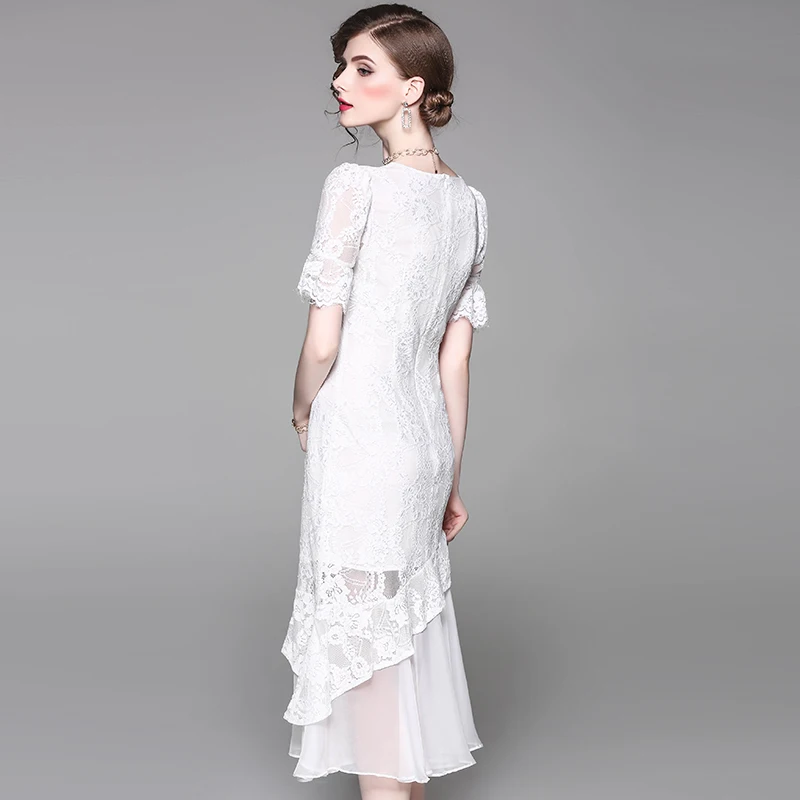 Весна-осень взлетно-посадочной полосы дизайнерские женские платье черный белый