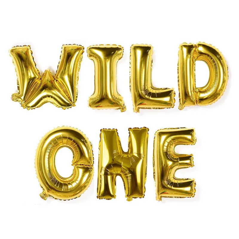WILD ONE Детский душ животные шарики для день рождения джунгли вечерние для вечеринки в стиле сафари Джунгли Тема вечерние шары Свадебная вечеринка Декор ребенок день рождения шар - Цвет: WILD ONE
