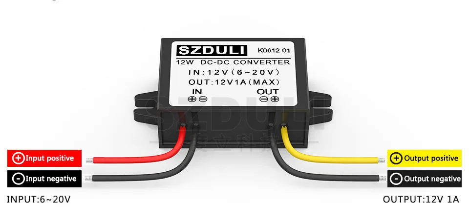 12 V-12 V 1A регулятор 6-20 V-12 V 12W Автомобильное DC-DC трансформатор постоянного тока Преобразователь мощности водонепроницаемый CE по ограничению на использование опасных материалов в производстве