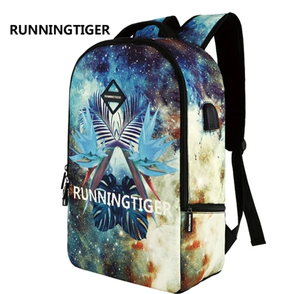 RUNNINGTIGER мужской рюкзак с зарядкой и usb-гарнитурой 16 дюймов, рюкзак для ноутбука с защитой от кражи для подростков, женские рюкзаки с принтом Mochila - Цвет: picture 4