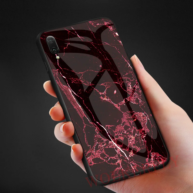 Мраморный чехол из закаленного стекла для huawei P30 Pro mate 20 P20 P10 Lite Y6 Y7 Prime Y5 Y9 на Honor 8X 8A Pro P Smart Cover