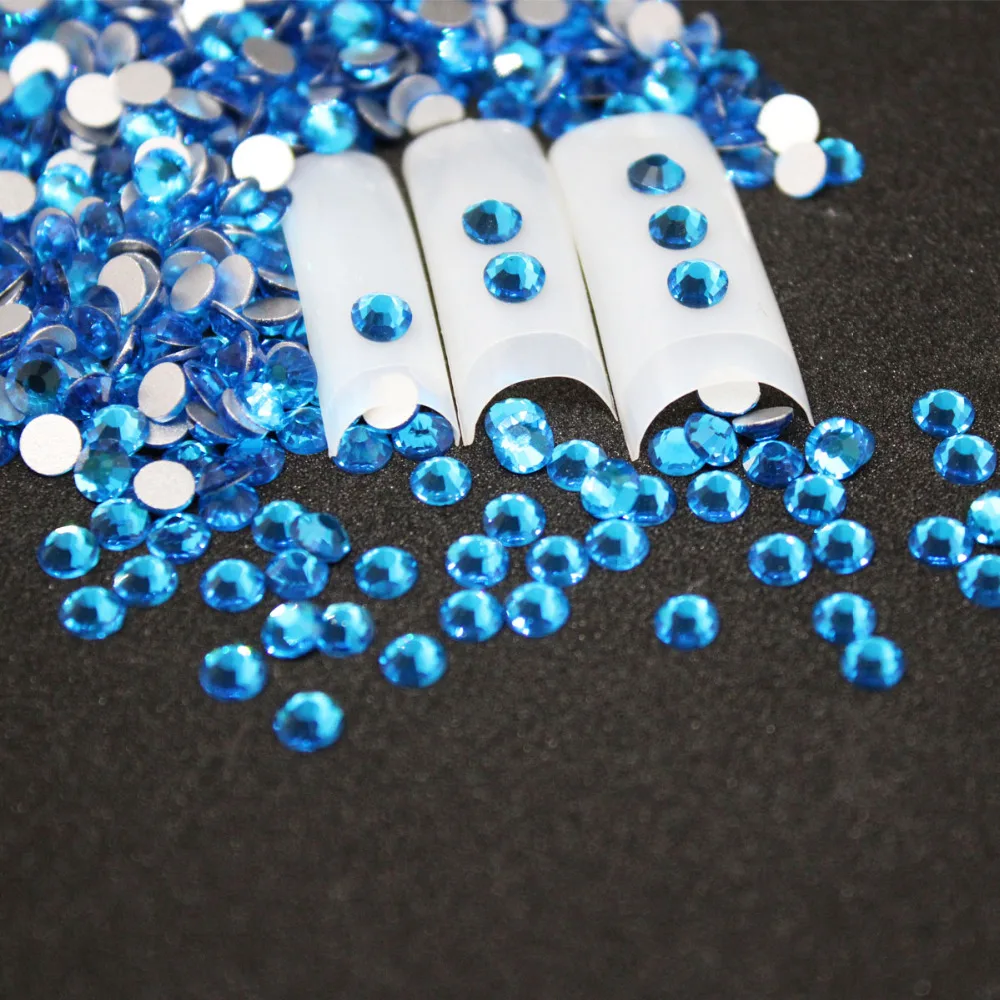 

1440 pcs/Pack SS6-SS8 Capri Blue Nail Art Decorations Rhinestones For 3d Charm Glass Flatback Non Hotfix DIY Nails Decorations