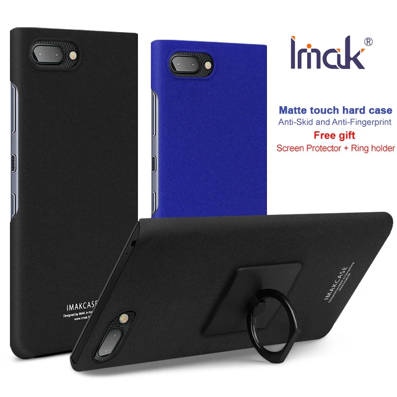 IMak For BlackBerry KEY2 LE Case Cover Hard PC Plastic Matte Slim BBE100-1 + Screen Protector Ring Holder |