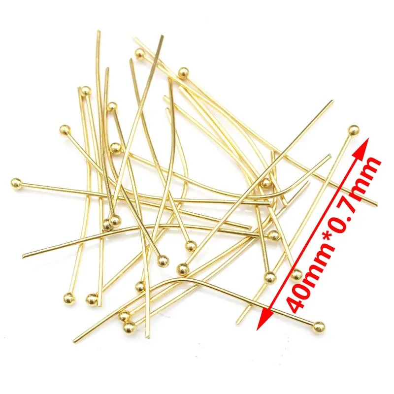 40mm gold 100 шт./лот, 4 размера, горячая Распродажа, золотой тон, нержавеющая сталь, Шариковая головка, булавки для изготовления ювелирных изделий, 20 мм/25 мм/30 мм/40 мм - Цвет: 40mm gold