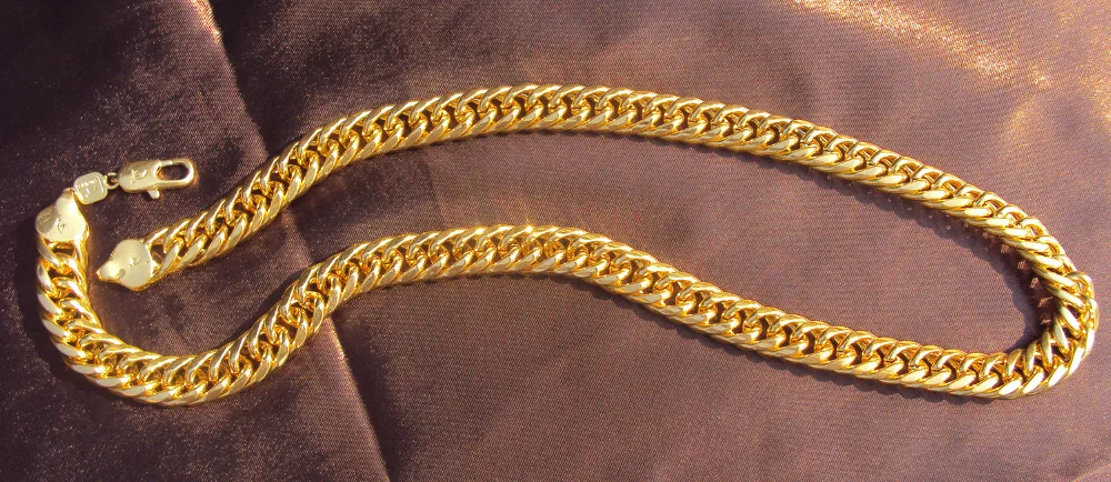 Крупное кубинское ожерелье Miami Cuban Link толщина 24 дюйма около 25 мил 100% Золотая