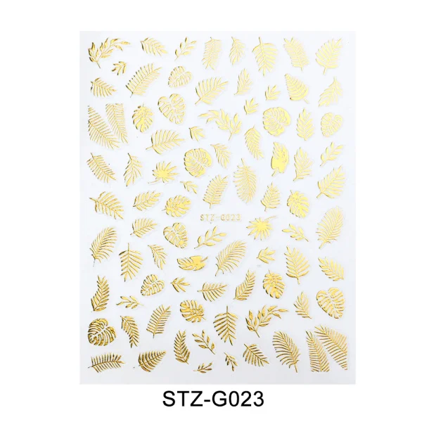 STZ-G023 Gold 3D буквы наклейки для ногтей черный золотой лист ползунки осенний дизайн клей для накладных ногтей Переводные Русские слова Маникюр татуировки CHSTZG023-31 - Цвет: STZ-G023 Gold