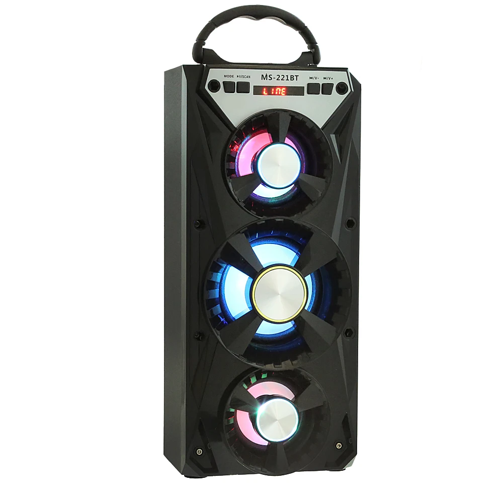 Портативная Bluetooth Колонка Excelvan MS-221BT fm-радио AUX мощная светодиодная подсветка с