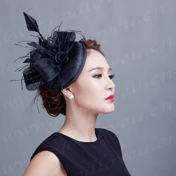 Шапка sinamay женская льняная с цветами головной убор ручной работы вечерняя