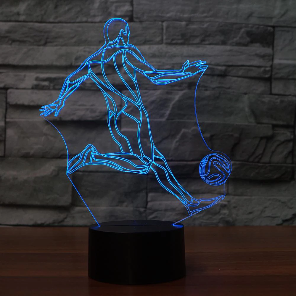 7 цветов 3D светодиодный светильник сенсорный выключатель игровой футбольный