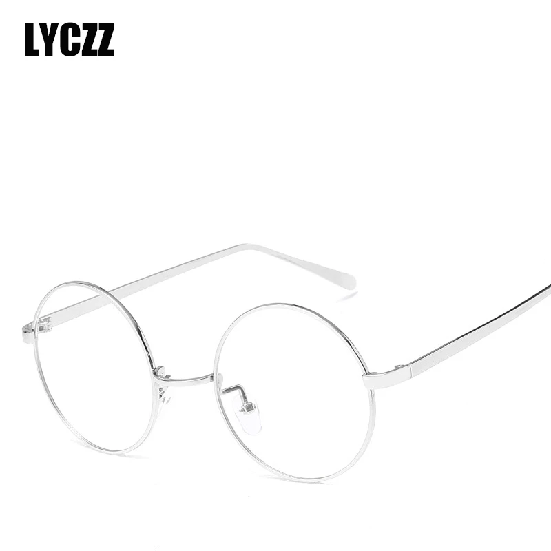 LYCZZ Золотые очки круглые мужские женские Модные прозрачные металлические