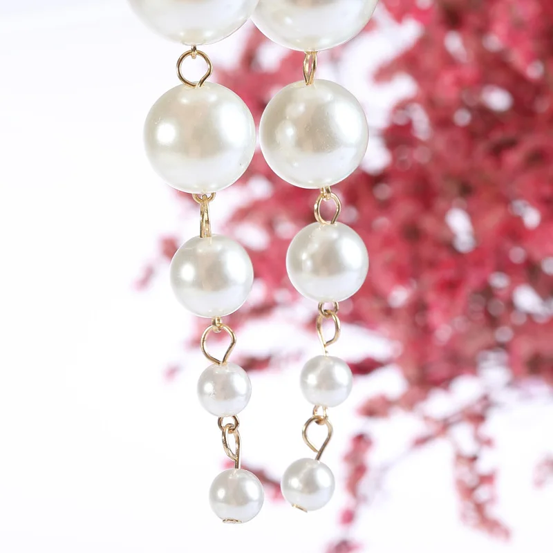 Новые стильные элегантные длинные серьги с большим аналоговым жемчугом