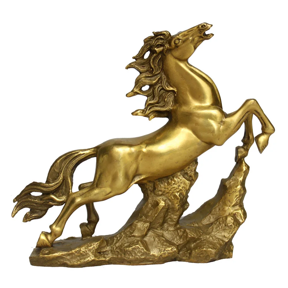 

Golden Brass Running Horse Statue Feng Shui Animal Sculpture Figurine Miniture Home Office Decor R561