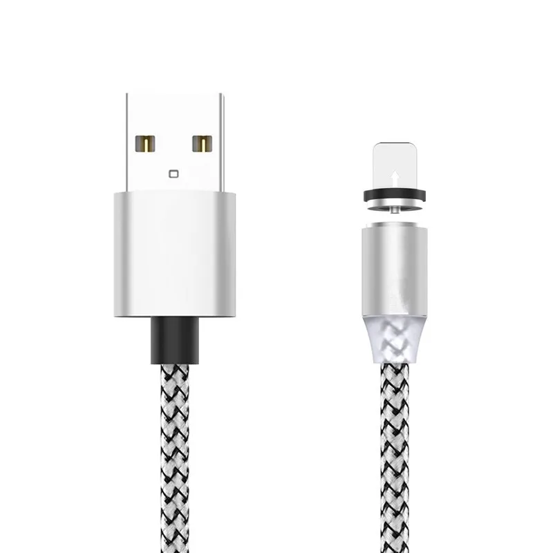 Sliver for iPhone Магнитный USB кабель 1 м провод для быстрой зарядки для iPhone кабель для samsung S8 S9 S10 5G Plus Redmi Note 4 5 6 7 Pro телефонный провод - Цвет: Sliver for iPhone