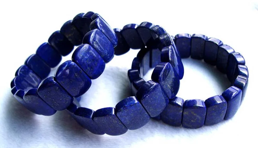 Браслет с овальными бусинами из натурального Lapis Lazuli женские Украшения