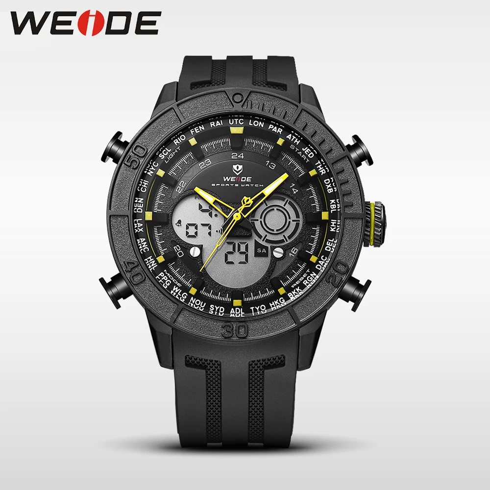 WEIDE натуральная люксовый бренд аналоговые спортивные часы цифровые светодиодные