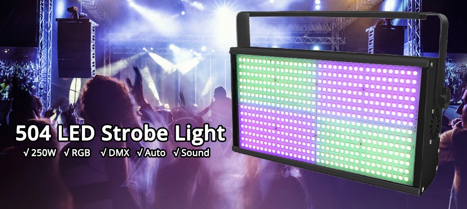ALIEN 250 Вт RGB 504 светодиодный диско стробоскоп свет для DJ вечерние Клубные бар KTV Праздничная Вспышка авто аудиосистема DMX-активированный сценический эффект освещения