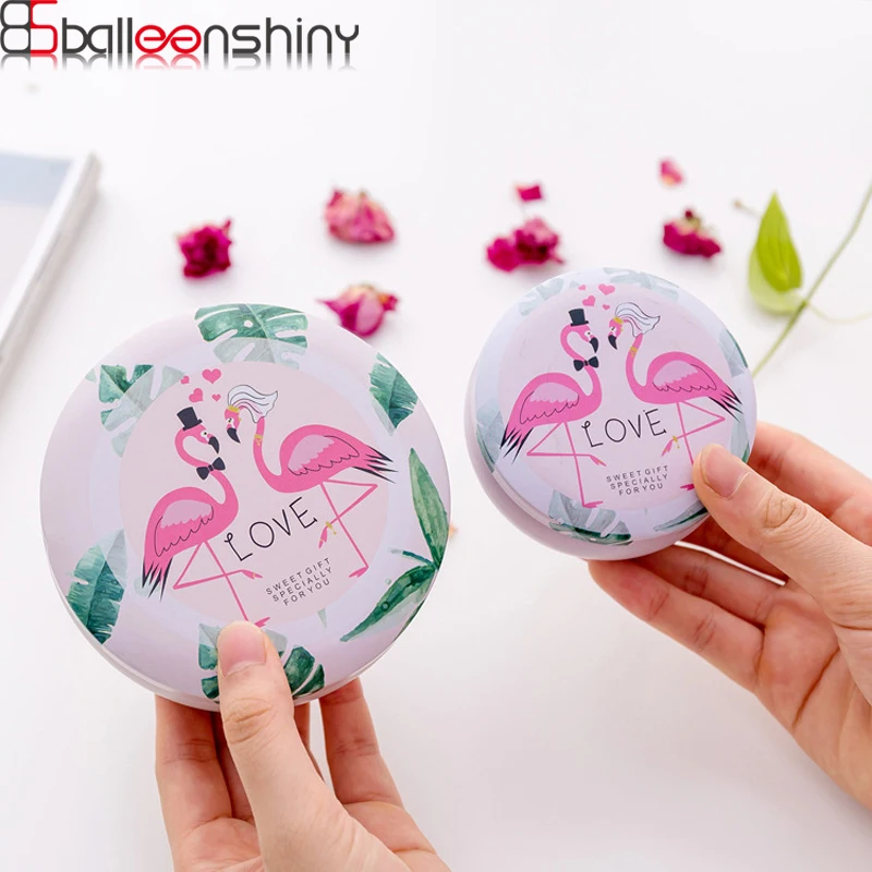 BalleenShiny Фламинго жесть круглый ящик для хранения животных шкатулка ювелирных