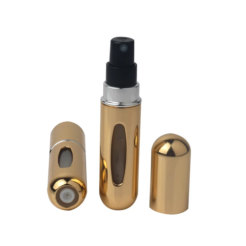 shiny gold 5 мл портативный мини алюминиевый многоразовый флакон духов с распылителем пустые косметические контейнеры с распылителем для путешественника - Цвет: shiny gold