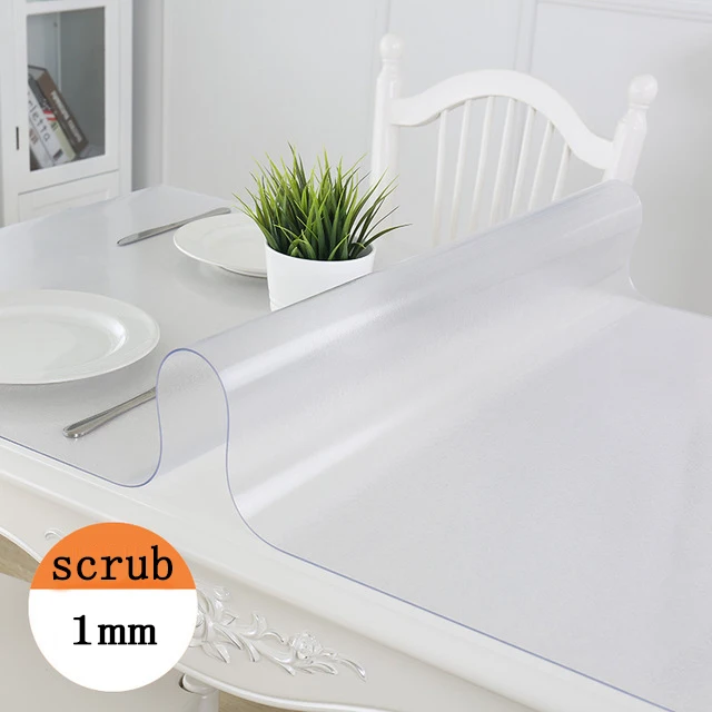 scrub Скатерть ПВХ прозрачный скатерть мягкая стекла, крышка стола Водонепроницаемый Кухня картины маслом скатерти анти-железа ткани 1 мм - Цвет: scrub