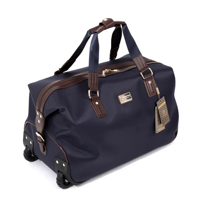 18 inch blue Улучшенное Качество Оксфорд бизнес сумки на колёсиках емкость расширяемая Дорожная сумка Мужская тележка мягкая мужская Студенческая сумка чемодан - Цвет: 18 inch blue
