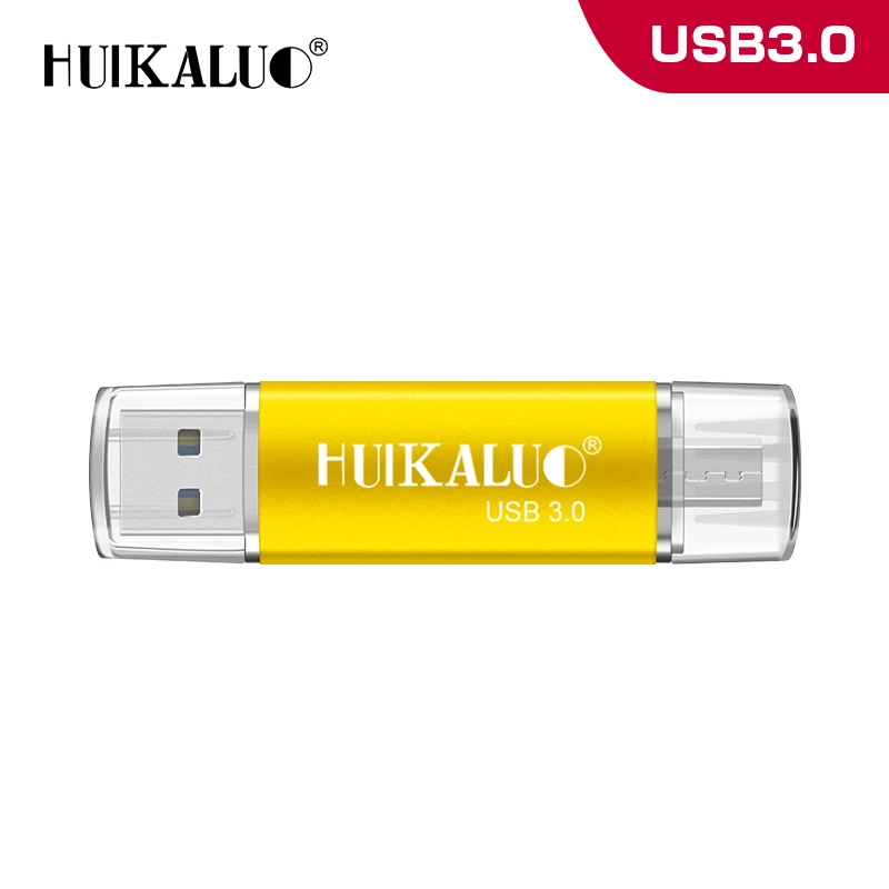 Yellow Флеш-накопитель USB 3,0 для смартфонов 64 ГБ 32 ГБ высокоскоростной внешний накопитель памяти 16 Гб OTG карта памяти - Цвет: Yellow