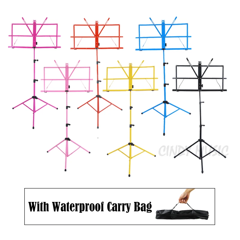

Colourful Sheet Folding Music Stand Metal Tripod Stand Holder With Soft Case with Carrying Bag