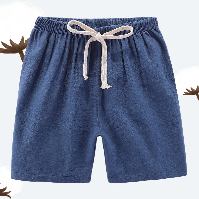 Navy blue Детские шорты для мальчиков; летние пляжные шорты для мальчиков и девочек; однотонные повседневные спортивные детские штаны; шорты с эластичной резинкой на талии - Цвет: Navy blue