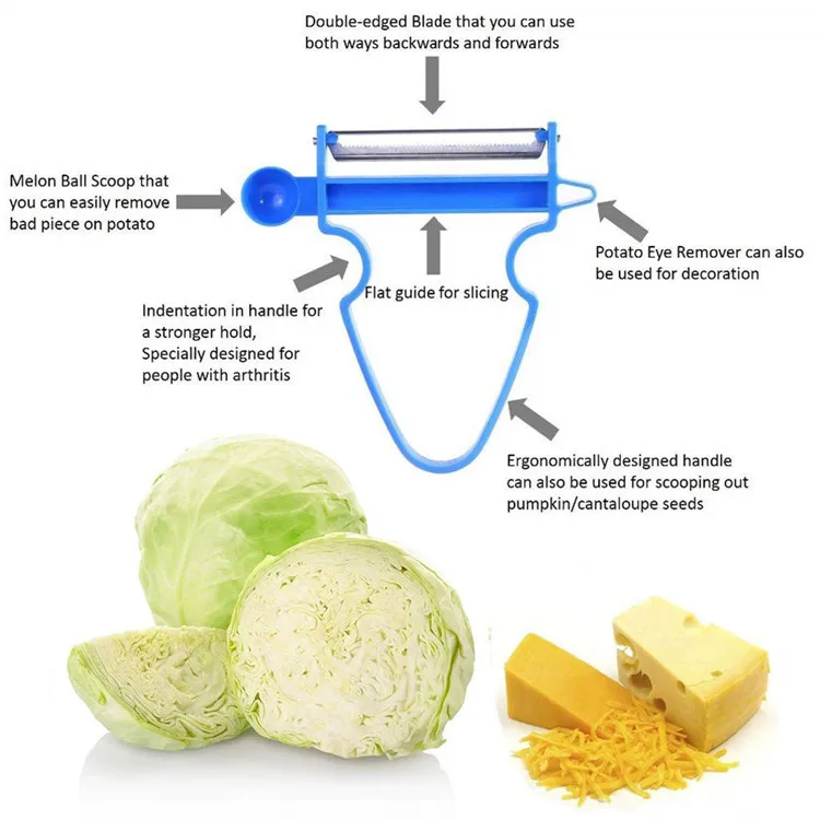 WOTMULY 3 шт. набор ломтерезка измельчитель Овощечистка резак Multi Peel лезвие из нержавеющей стали Zucchini Паста Лапша спагетти производитель ST0047