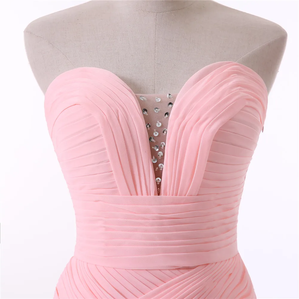 

Pink Evening Dresses Mermaid Sweetheart Chiffon Beaded Backless Women Long Evening Gown Prom Dress Prom Gown Robe De Soiree