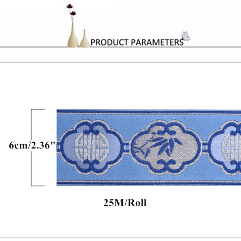 XWL 25M/Roll 60mm Wide Ethnic Woven Embroidery Jacquard Curtain Lace Trims Ribbon DIY Sewing Sofa Costumes Apparel Accessories | Дом и сад