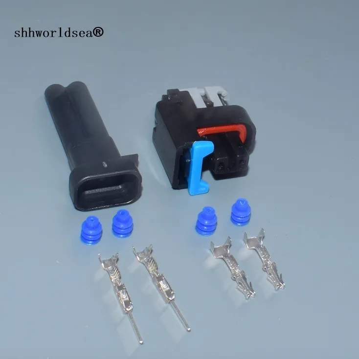 

shhworldsea EV6 2 Pin way 0.6mm car Fuel Injector Plug Waterproof Electrical Automobile Connector 15419715 15326181 15411633